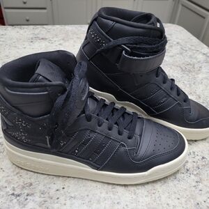 Adidas Men's Black and White High-Top Sneakers